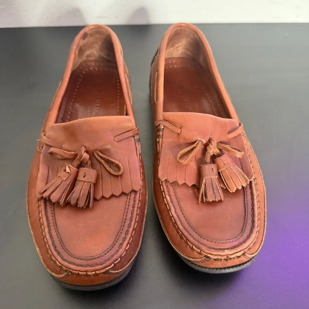 Florsheim Slip On Tassel Loafers Size‎ 8.5 D Brown Leather Dress Shoes Preppy